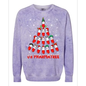 Oh Pharmatree Pills Christmas Tree Lights Pharmacy Crew Team Meaningful Gift Colorblast Crewneck Sweatshirt