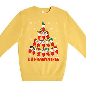 Oh Pharmatree Pills Christmas Tree Lights Pharmacy Crew Team Meaningful Gift Premium Crewneck Sweatshirt