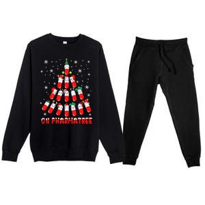 Oh Pharmatree Pills Christmas Tree Lights Pharmacy Crew Team Meaningful Gift Premium Crewneck Sweatsuit Set