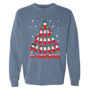 Oh Pharmatree Pills Christmas Tree Lights Pharmacy Crew Team Meaningful Gift Garment-Dyed Sweatshirt