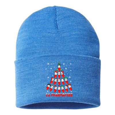 Oh Pharmatree Pills Christmas Tree Lights Pharmacy Crew Team Meaningful Gift Sustainable Knit Beanie