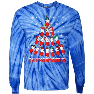 Oh Pharmatree Pills Christmas Tree Lights Pharmacy Crew Team Meaningful Gift Tie-Dye Long Sleeve Shirt