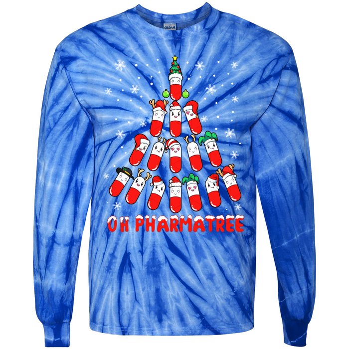 Oh Pharmatree Pills Christmas Tree Lights Pharmacy Crew Team Meaningful Gift Tie-Dye Long Sleeve Shirt