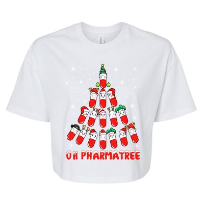 Oh Pharmatree Pills Christmas Tree Lights Pharmacy Crew Team Meaningful Gift Bella+Canvas Jersey Crop Tee