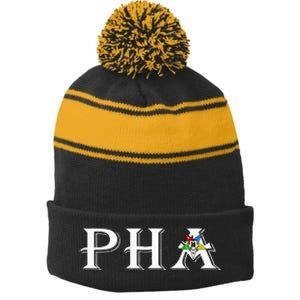 OES PHA Prince Hall Order The Eastern Star Thanksgiving Gift Stripe Pom Pom Beanie