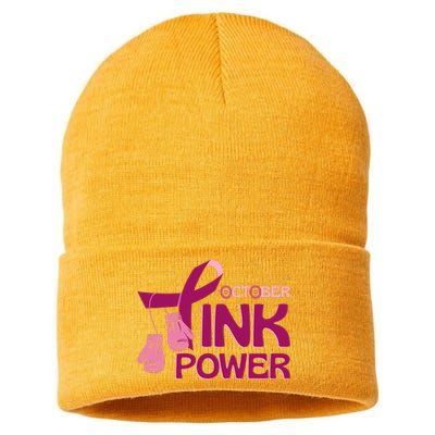 October Pink Power Breast Cancer Sustainable Knit Beanie