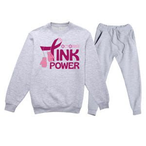 October Pink Power Breast Cancer Premium Crewneck Sweatsuit Set