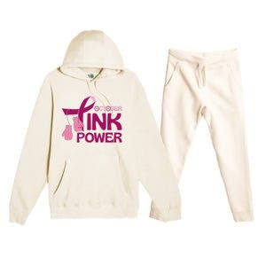 October Pink Power Breast Cancer Premium Hooded Sweatsuit Set