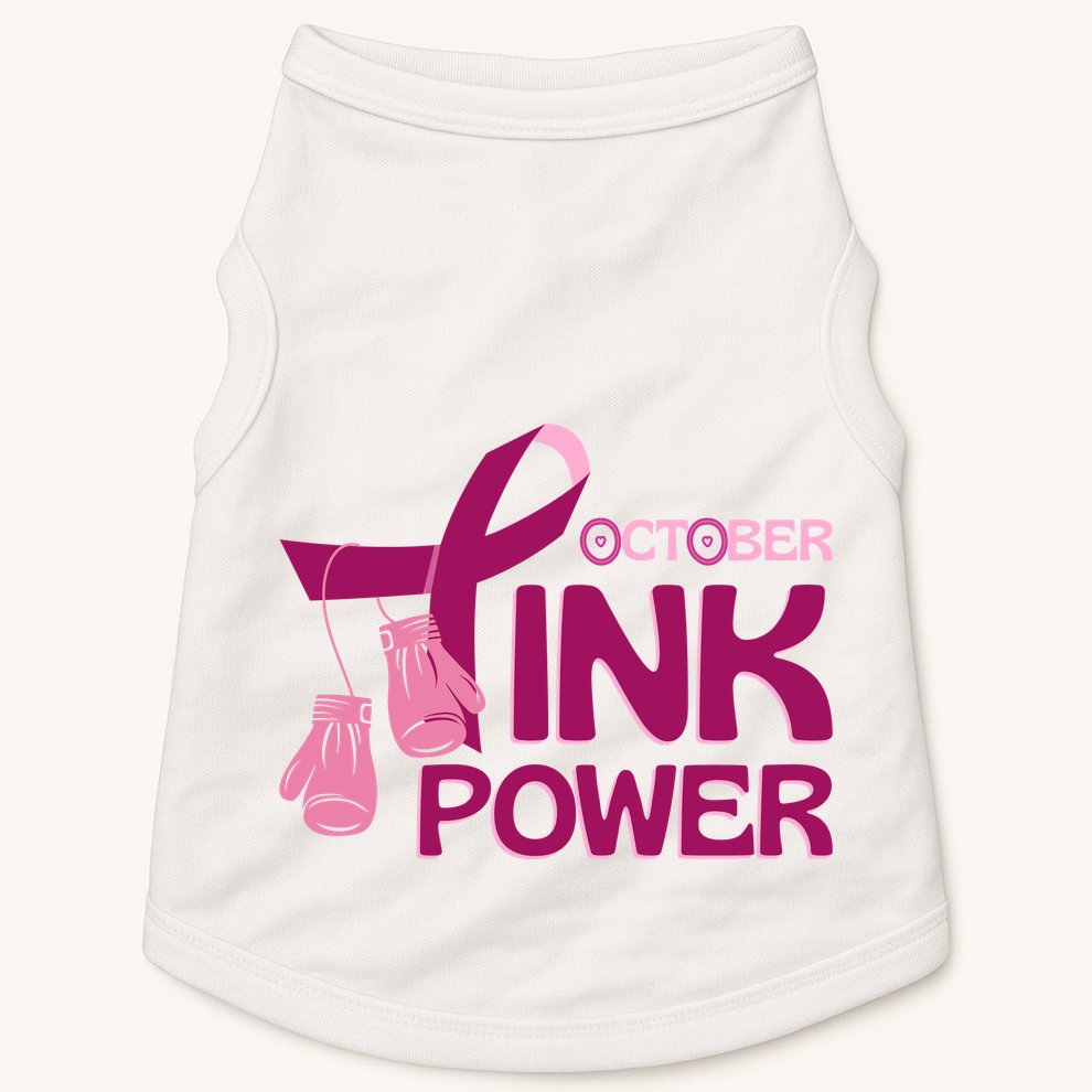 October Pink Power Breast Cancer Doggie Tank