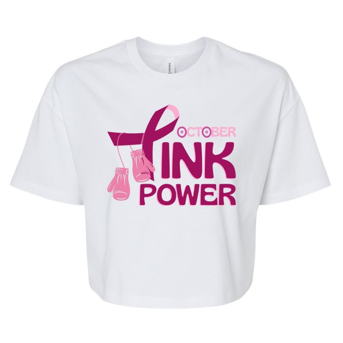 October Pink Power Breast Cancer Bella+Canvas Jersey Crop Tee