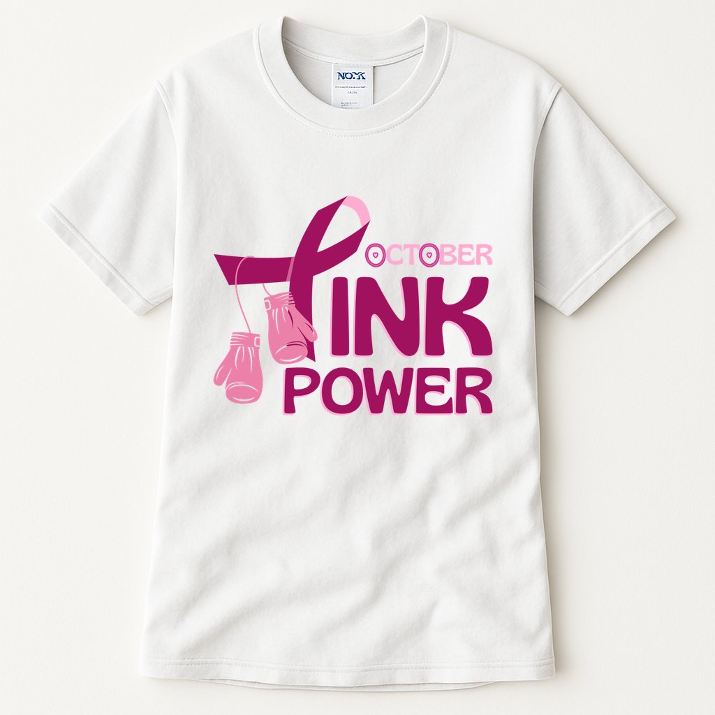 October Pink Power Breast Cancer Tall T-Shirt