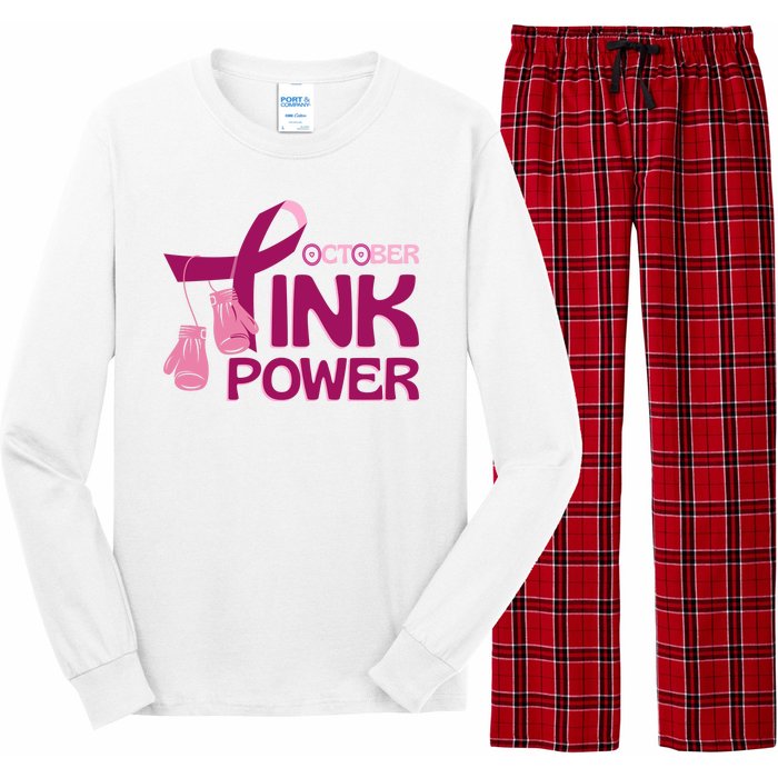 October Pink Power Breast Cancer Long Sleeve Pajama Set