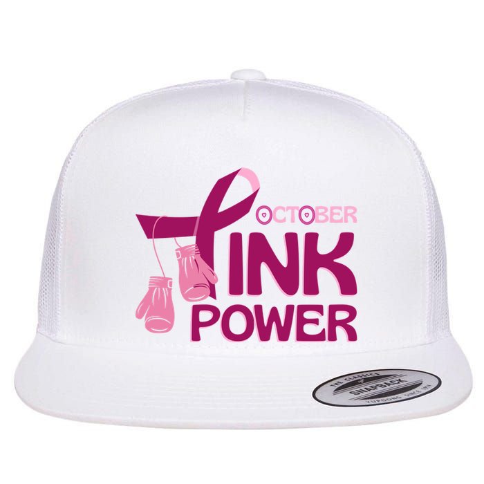 October Pink Power Breast Cancer Flat Bill Trucker Hat