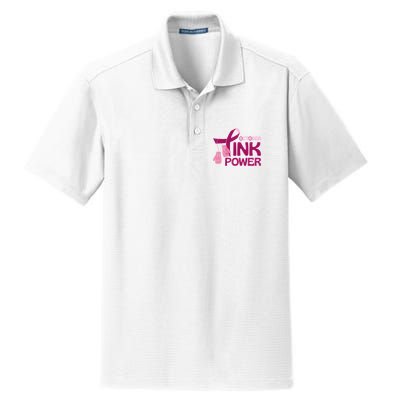 October Pink Power Breast Cancer Dry Zone Grid Polo