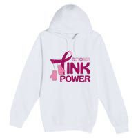 October Pink Power Breast Cancer Premium Pullover Hoodie