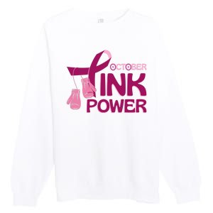 October Pink Power Breast Cancer Premium Crewneck Sweatshirt