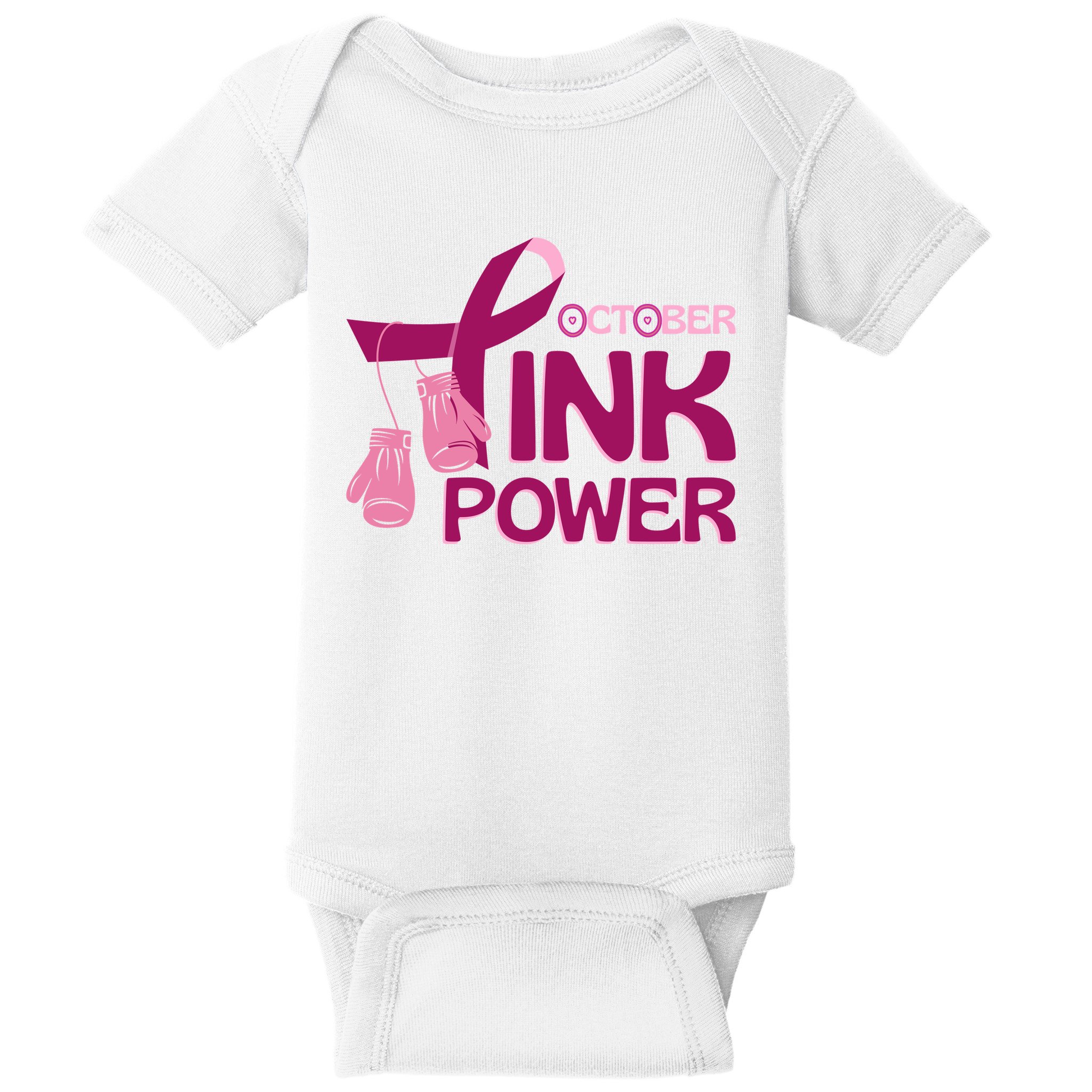 October Pink Power Breast Cancer Baby Bodysuit