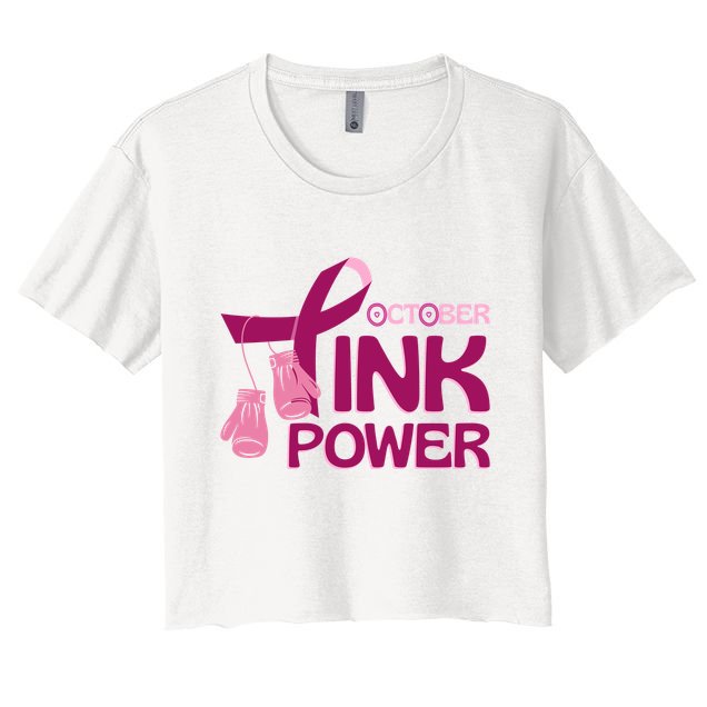 October Pink Power Breast Cancer Crop Top