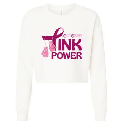 October Pink Power Breast Cancer Cropped Pullover Crew