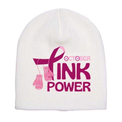 October Pink Power Breast Cancer Short Acrylic Beanie