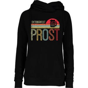 Oktoberfest Prost Retro German Bavarian Festival Womens Funnel Neck Pullover Hood