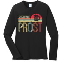 Oktoberfest Prost Retro German Bavarian Festival Ladies Long Sleeve Shirt