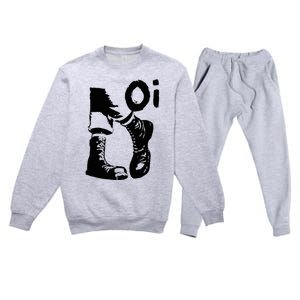 Oi Punk Rock With Combat Boots Premium Crewneck Sweatsuit Set