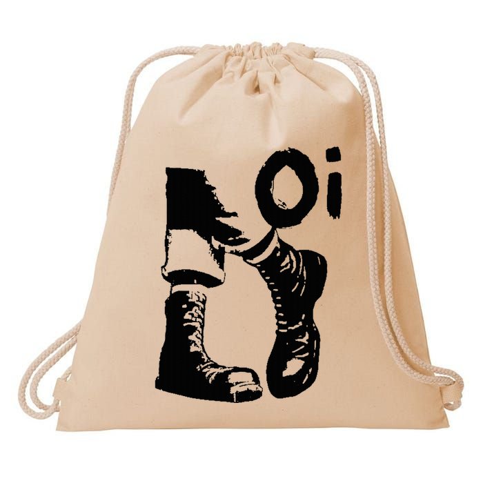 Oi Punk Rock With Combat Boots Drawstring Bag