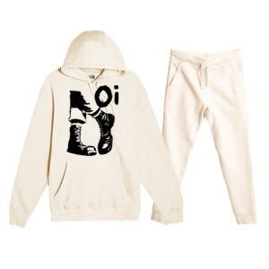 Oi Punk Rock With Combat Boots Premium Hooded Sweatsuit Set