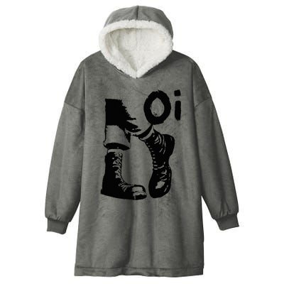 Oi Punk Rock With Combat Boots Hooded Wearable Blanket