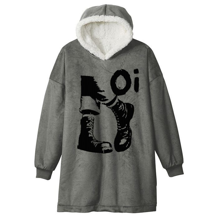 Oi Punk Rock With Combat Boots Hooded Wearable Blanket