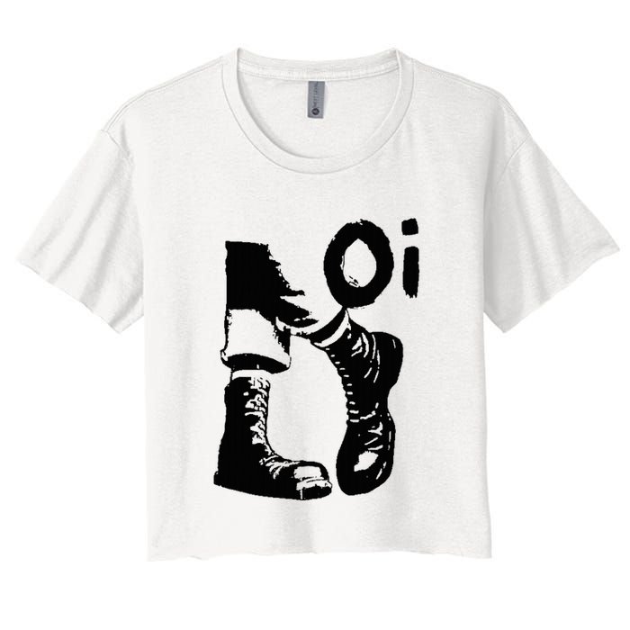 Oi Punk Rock With Combat Boots Women's Crop Top Tee