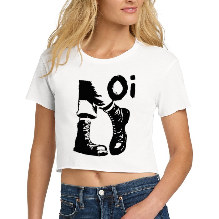Oi Punk Rock With Combat Boots Women's Crop Top Tee