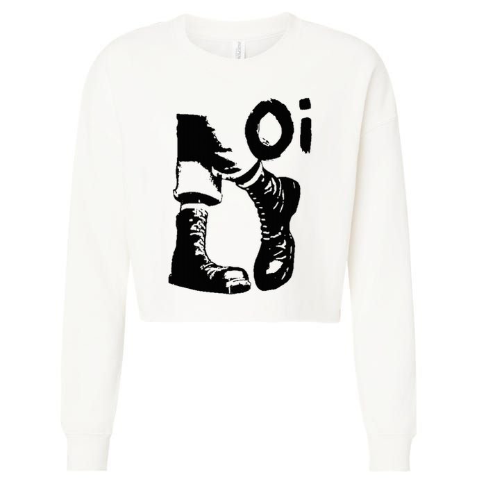 Oi Punk Rock With Combat Boots Cropped Pullover Crew