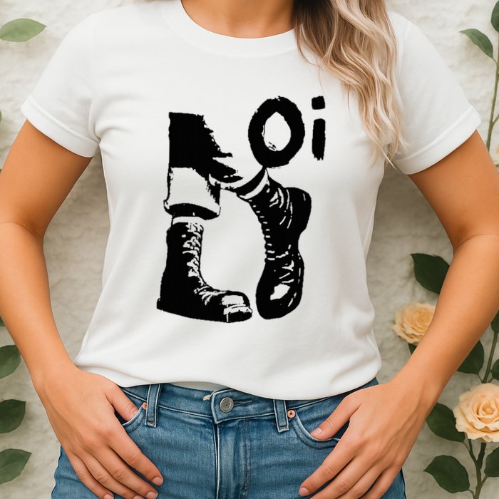 Oi Punk Rock With Combat Boots Womens T-Shirt