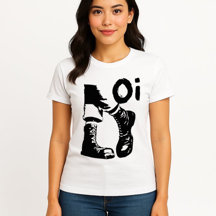 Oi Punk Rock With Combat Boots Womens T-Shirt