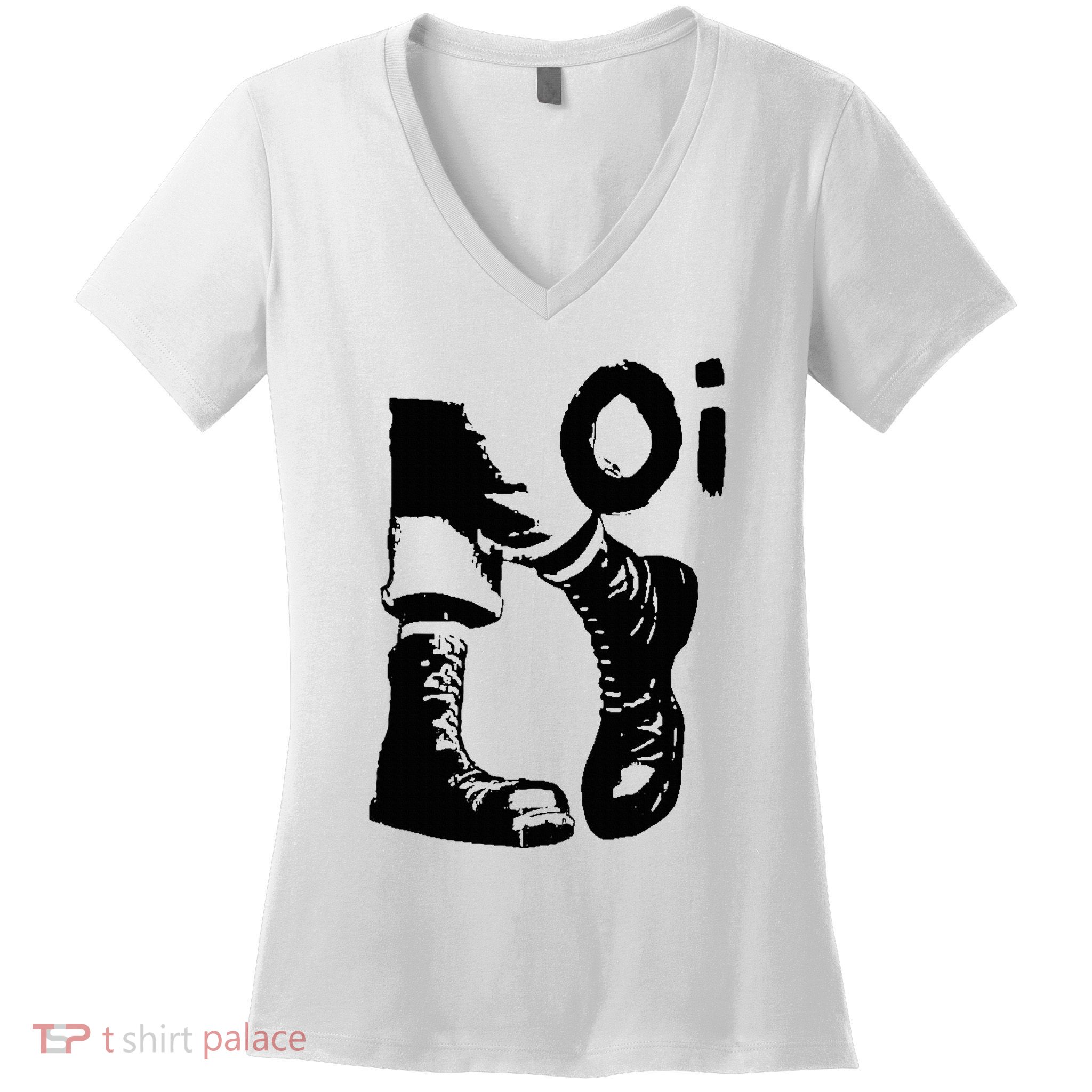Oi Punk Rock With Combat Boots Women's V-Neck T-Shirt