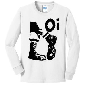 Oi Punk Rock With Combat Boots Kids Long Sleeve Shirt