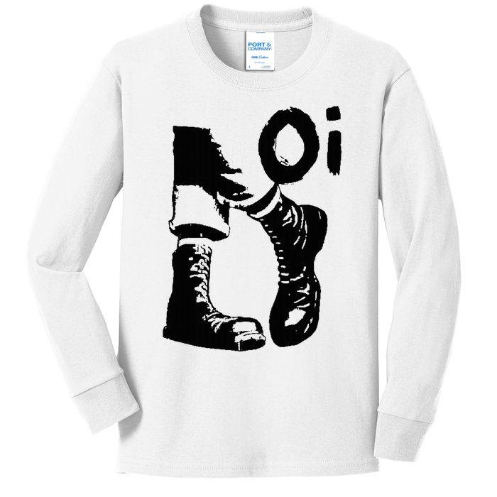 Oi Punk Rock With Combat Boots Kids Long Sleeve Shirt