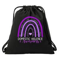 October Purple Ribbon Domestic Violence Awareness Drawstring Bag