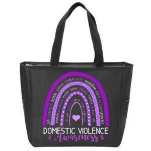 October Purple Ribbon Domestic Violence Awareness Zip Tote Bag