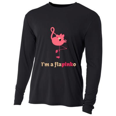 October Pink Ribbon Flamingo Breast Cancer Awareness Month Gift Cooling Performance Long Sleeve Crew
