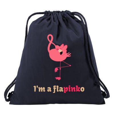 October Pink Ribbon Flamingo Breast Cancer Awareness Month Gift Drawstring Bag