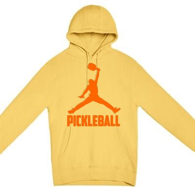 Orange Pickleball Sports Logo Premium Pullover Hoodie