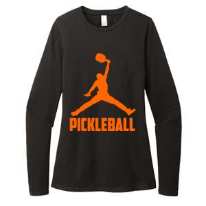 Orange Pickleball Sports Logo Womens CVC Long Sleeve Shirt