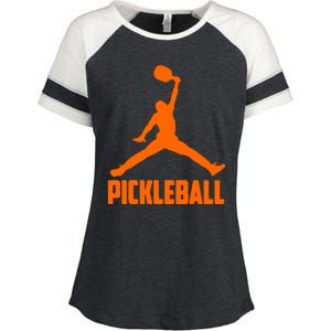 Orange Pickleball Sports Logo Enza Ladies Jersey Colorblock Tee