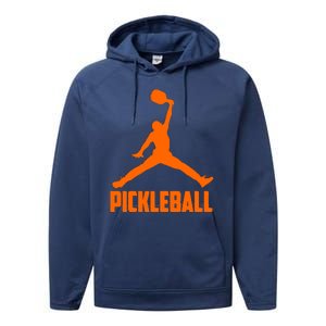 Orange Pickleball Sports Logo Performance Fleece Hoodie