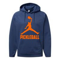 Orange Pickleball Sports Logo Performance Fleece Hoodie