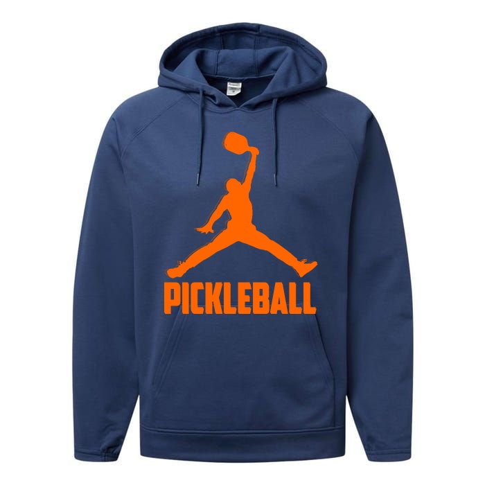 Orange Pickleball Sports Logo Performance Fleece Hoodie