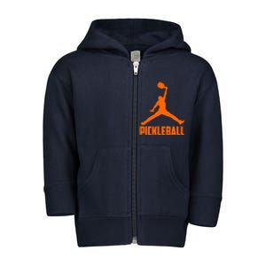 Orange Pickleball Sports Logo Toddler Zip Fleece Hoodie